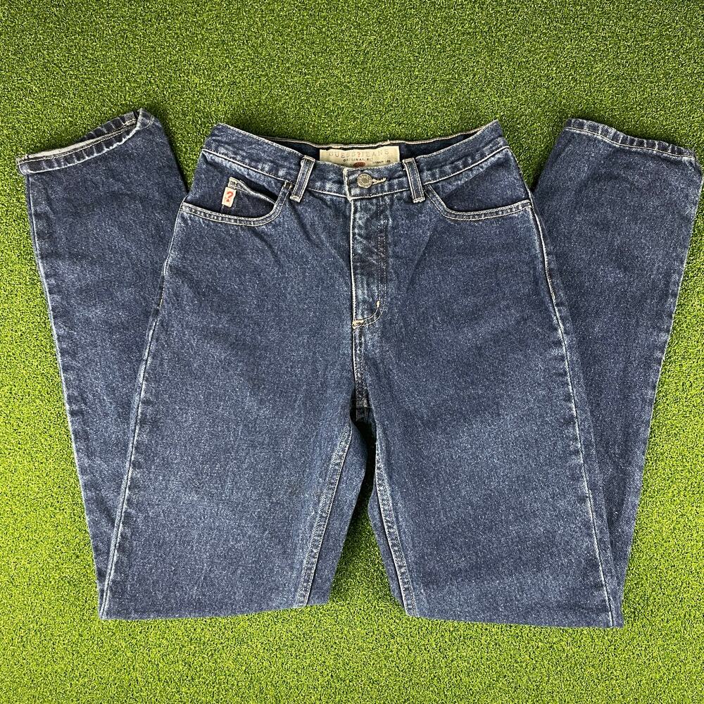 Vintage 90s Y2K Guess Dark Wash High Waisted Denim Mom Jeans Sz 28